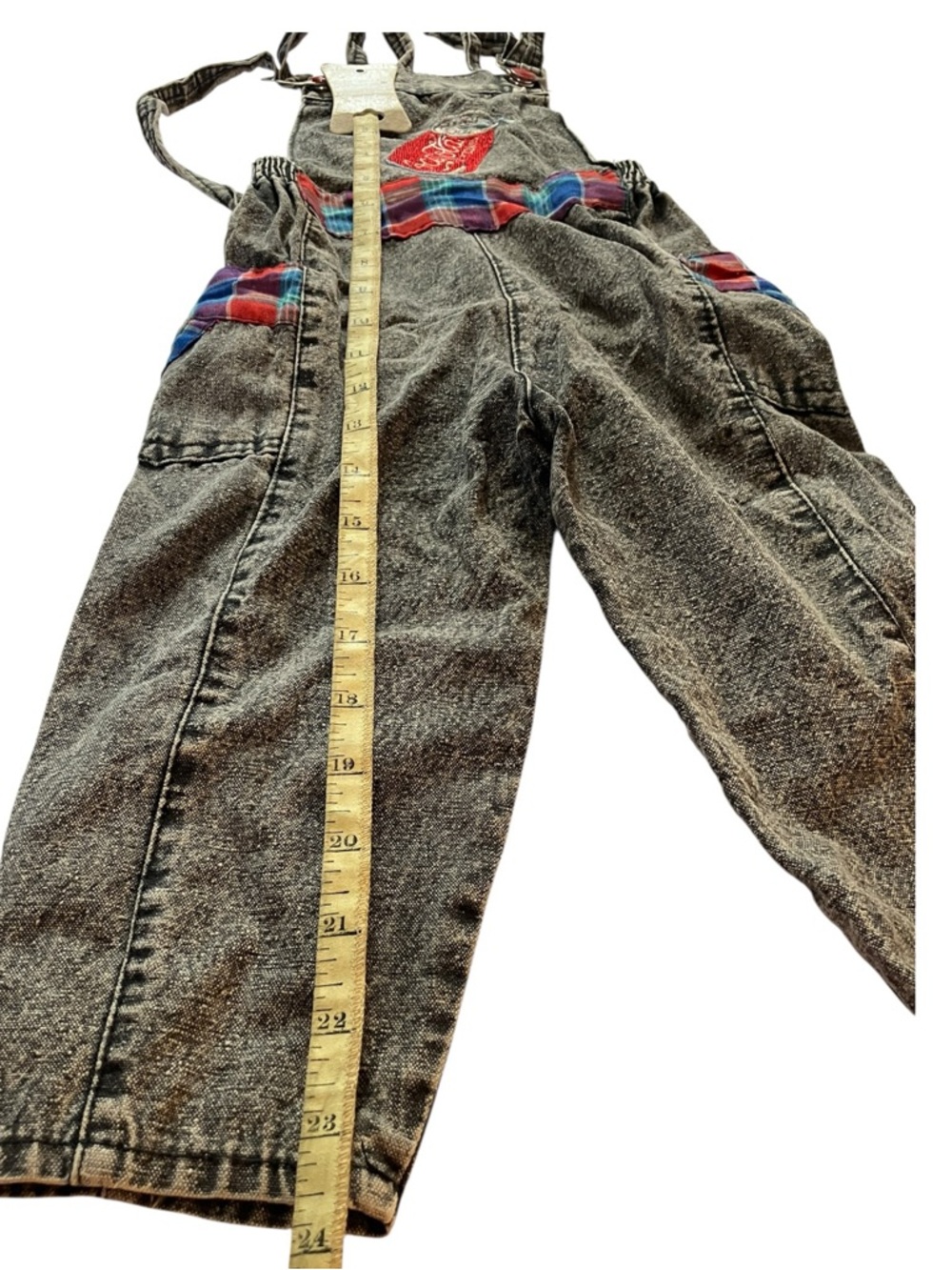 Vintage 80s Coca-Cola Toddler Overalls Acid Wash Plaid 2T - Picture 10 of 13